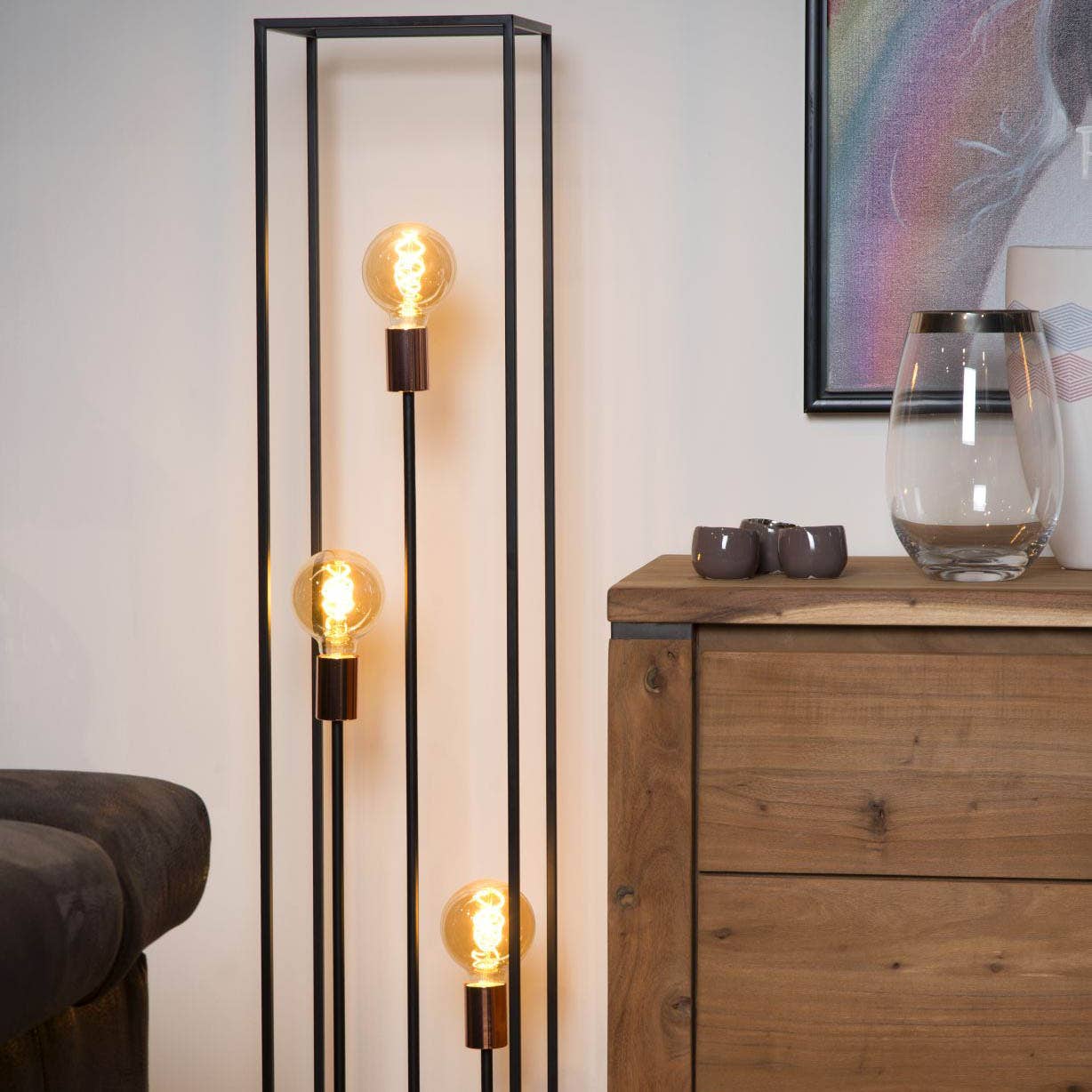 Lucide ARTHUR – Vloerlamp – 3xE27 – Zwart