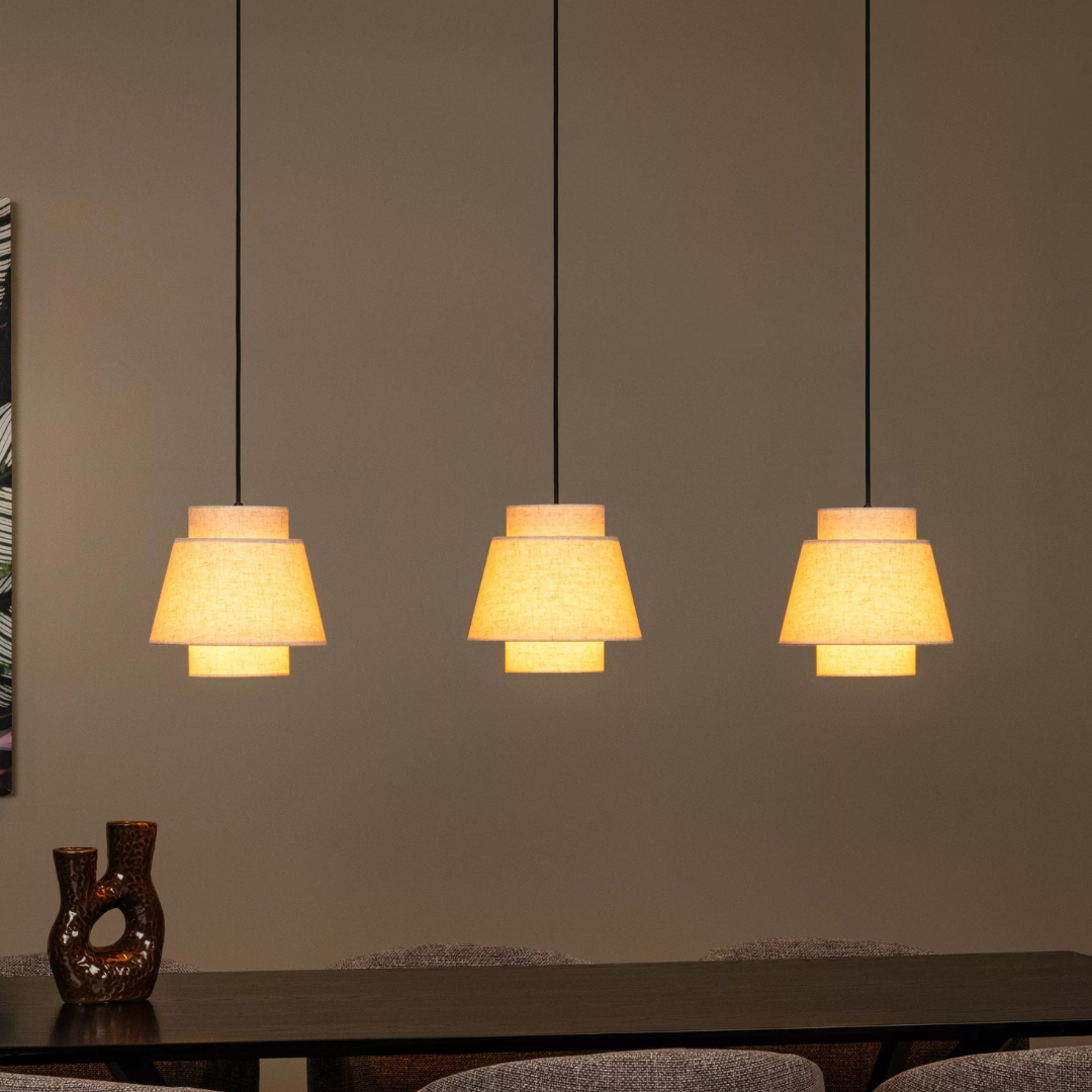 TRIBUTE – Hanglamp – 3xE27 In Lijn – Beige