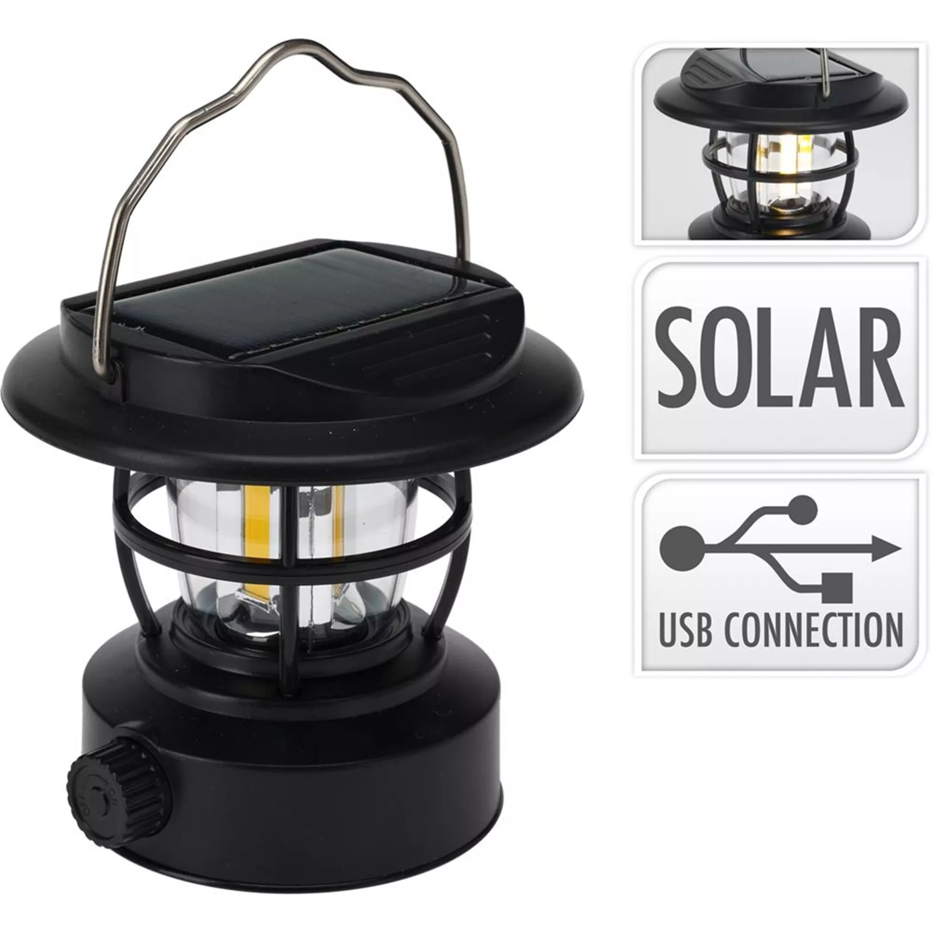 Campinglamp met Zonnepaneel