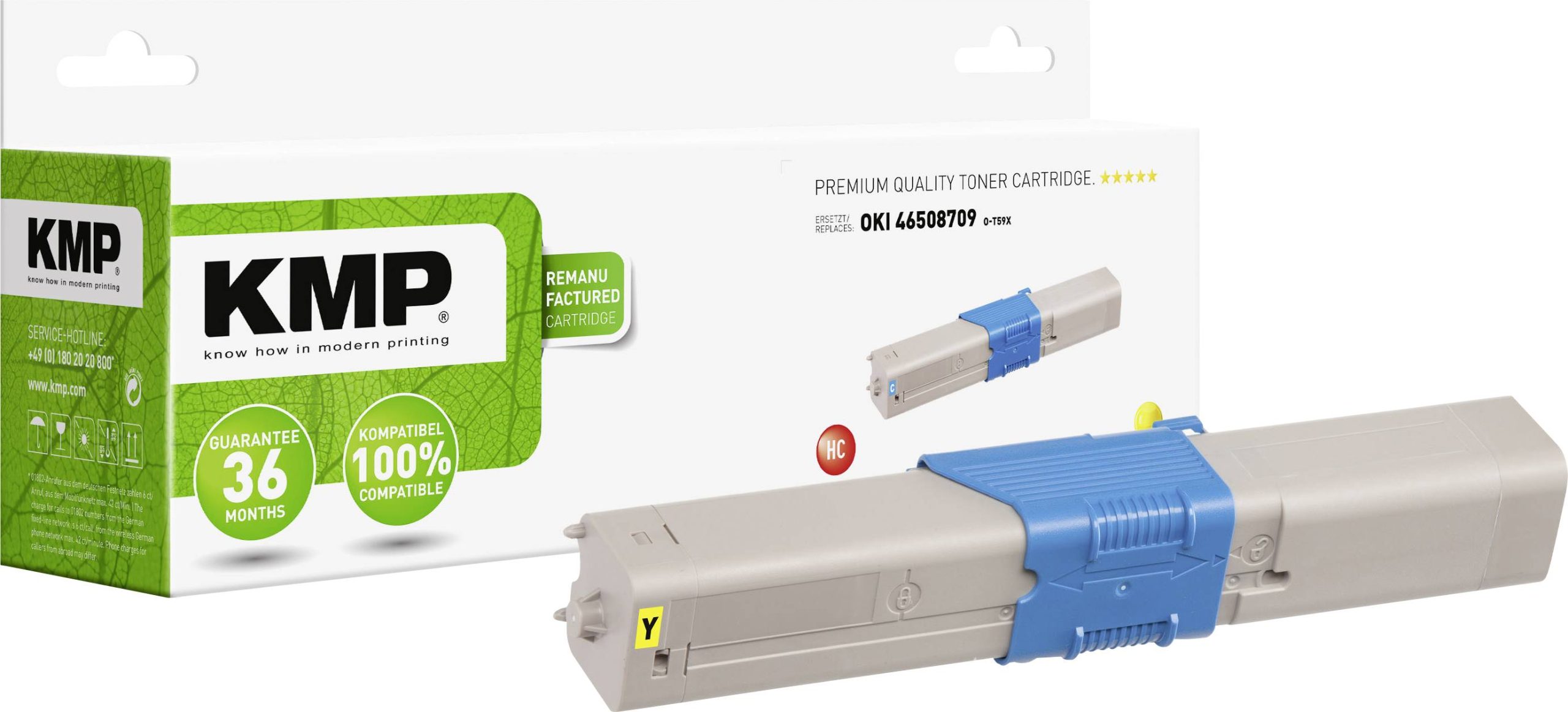 KMP Toner vervangt OKI 46508709 Compatibel Geel 3000 bladzijden O-T59X 3360,3009