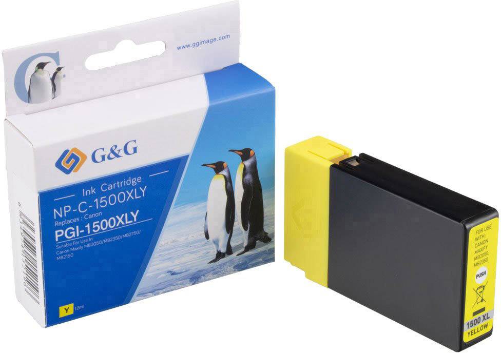 G&G Inktcartridge vervangt Canon PGI-1500Y XL Compatibel Geel NP-C-1500XLY/C 1C1500Y