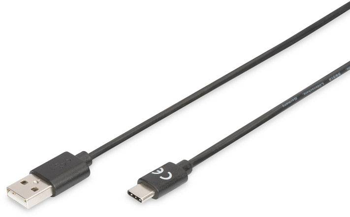 Digitus AK-300154-018-S USB-kabel USB 2.0 USB-C stekker, USB-A stekker 1.80 m Zwart Afgeschermd