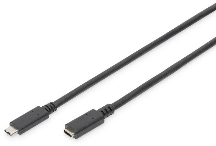 Digitus AK-300210-015-S USB-kabel USB 2.0 USB-C bus, USB-C stekker 1.50 m Zwart Flexibel, Folie afscherming, Afscherming
