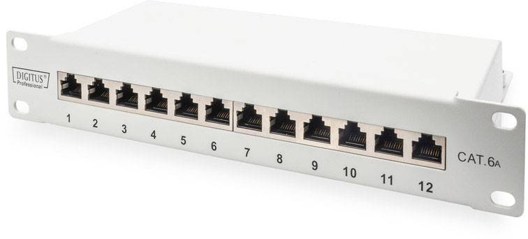 Digitus DN-91612S-EA-G 12 poorten Netwerkpatchpaneel 254 mm (10") CAT 6A 1 HE Meerdere kleuren Ingericht