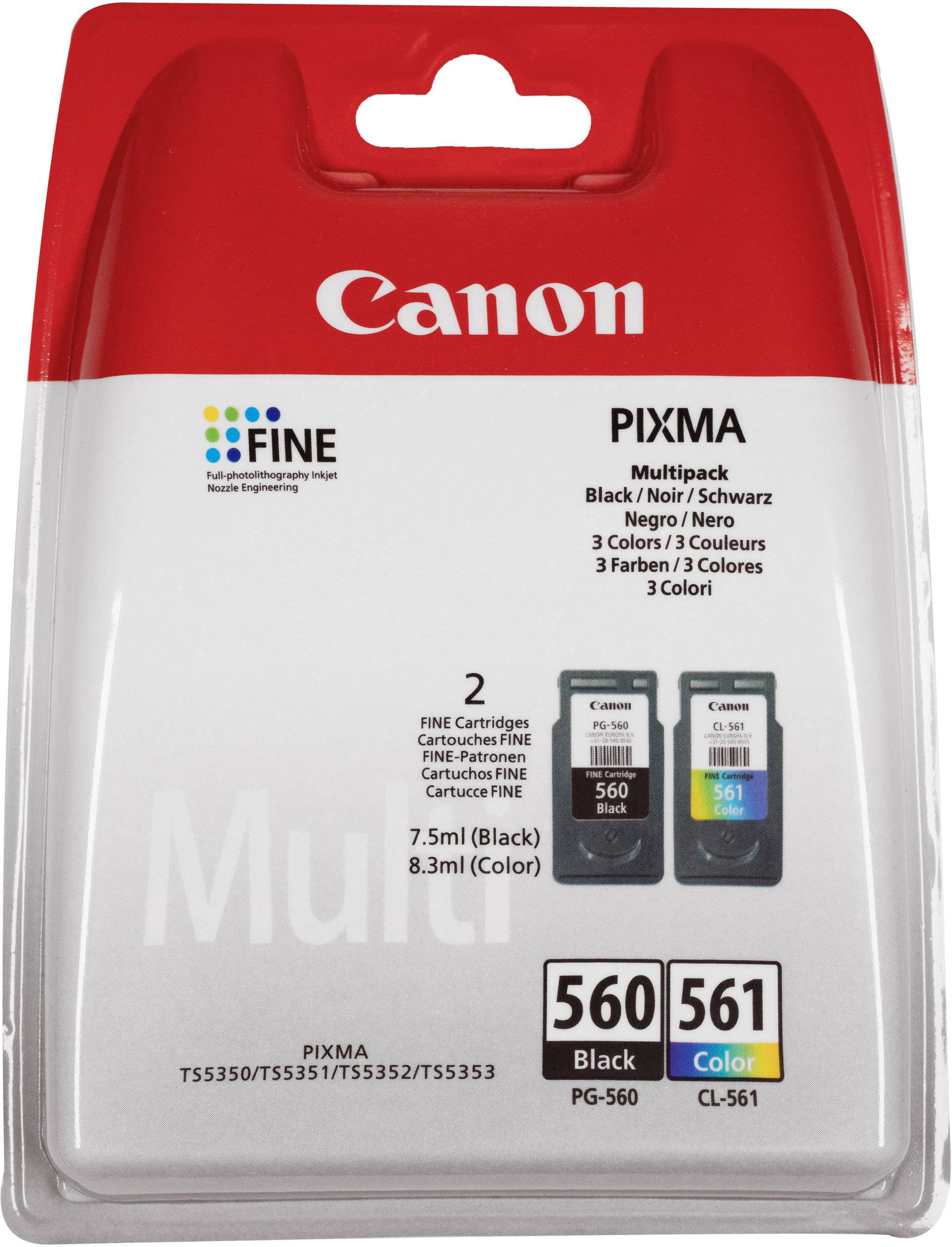 Canon Inktcartridge PG-560 / CL-561 Multipack Origineel Combipack Zwart, Cyaan, Magenta, Geel 3713C006