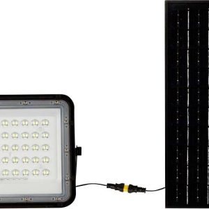 V-TAC VT-80W 7823 LED-schijnwerper, Zonne-energiemodule 10 W Koudwit Zwart