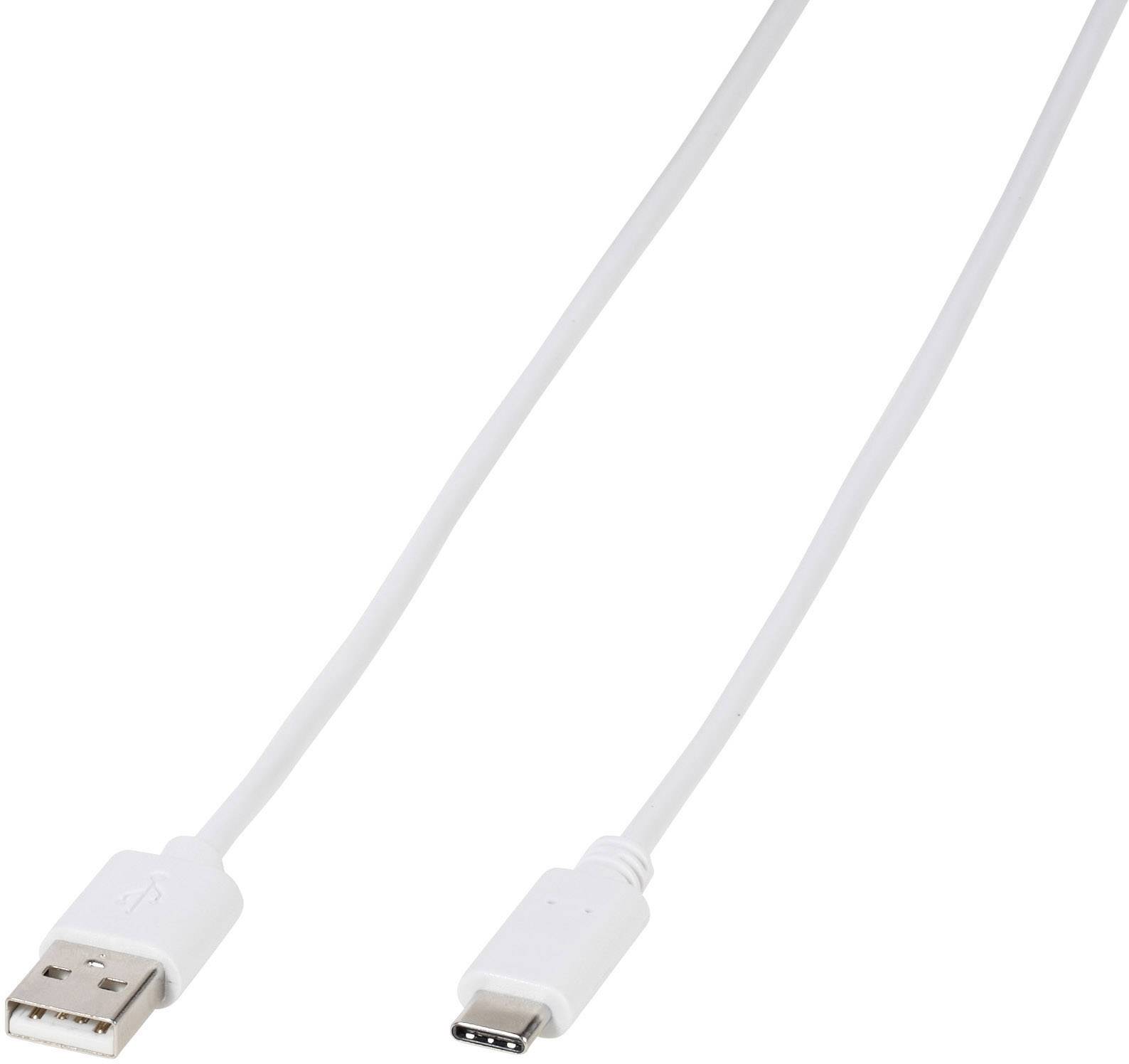 Vivanco 39452 USB-kabel USB 2.0 USB-A stekker, USB-C stekker 1.00 m Wit Universeel