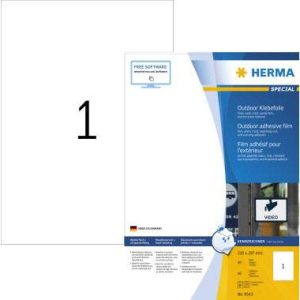 Herma 9543 Folie-etiketten 210 x 297 mm Polyethyleen folie Wit 40 stuk(s) Extra sterk hechtend Laser (zwart/wit), Laser Herma 9543 Folie-etiketten 210 x 297 mm Polyethyleen folie Wit 40 stuk(s) Extra sterk hechtend Laser (zwart/wit), Laser