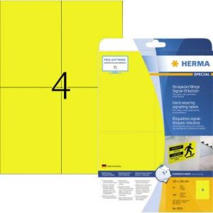 Herma 8032 Folie-etiketten 105 x 148 mm Polyester folie Geel 100 stuk(s) Extra sterk hechtend Laser (zwart/wit), Laser ( Herma 8032 Folie-etiketten 105 x 148 mm Polyester folie Geel 100 stuk(s) Extra sterk hechtend Laser (zwart/wit), Laser (