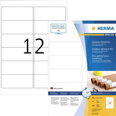 Herma 9538 Folie-etiketten 99.1 x 42.3 mm Folie, mat Wit 480 stuk(s) Extra sterk hechtend Laser (zwart/wit), Laser (kleu