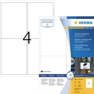 Herma 9539 Folie-etiketten 99.1 x 139 mm Folie, mat Wit 160 stuk(s) Extra sterk hechtend Laser (zwart/wit), Laser (kleur Herma 9539 Folie-etiketten 99.1 x 139 mm Folie, mat Wit 160 stuk(s) Extra sterk hechtend Laser (zwart/wit), Laser (kleur