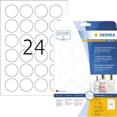 Herma 8023 Folie-etiketten Ø 40 mm Folie, glanzend Transparant 600 stuk(s) Permanent hechtend Laser (zwart/wit), Kopiëre