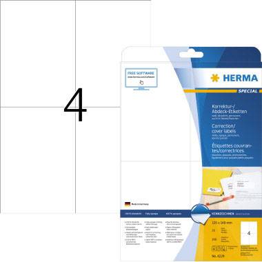 Herma 4229 Correctie-etiketten 105 x 148 mm Papier, mat Wit 100 stuk(s) Permanent hechtend Laser (zwart/wit), Kopiëren (