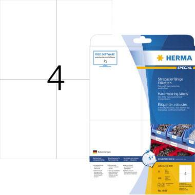 Herma 4697 Folie-etiketten 105 x 148 mm Polyester folie Wit 100 stuk(s) Extra sterk hechtend Laser (zwart/wit), Laser (k