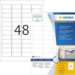 Herma 9536 Folie-etiketten 45.7 x 21.2 mm Folie, mat Wit 1920 stuk(s) Extra sterk hechtend Laser (zwart/wit), Laser (kle Herma 9536 Folie-etiketten 45.7 x 21.2 mm Folie, mat Wit 1920 stuk(s) Extra sterk hechtend Laser (zwart/wit), Laser (kle