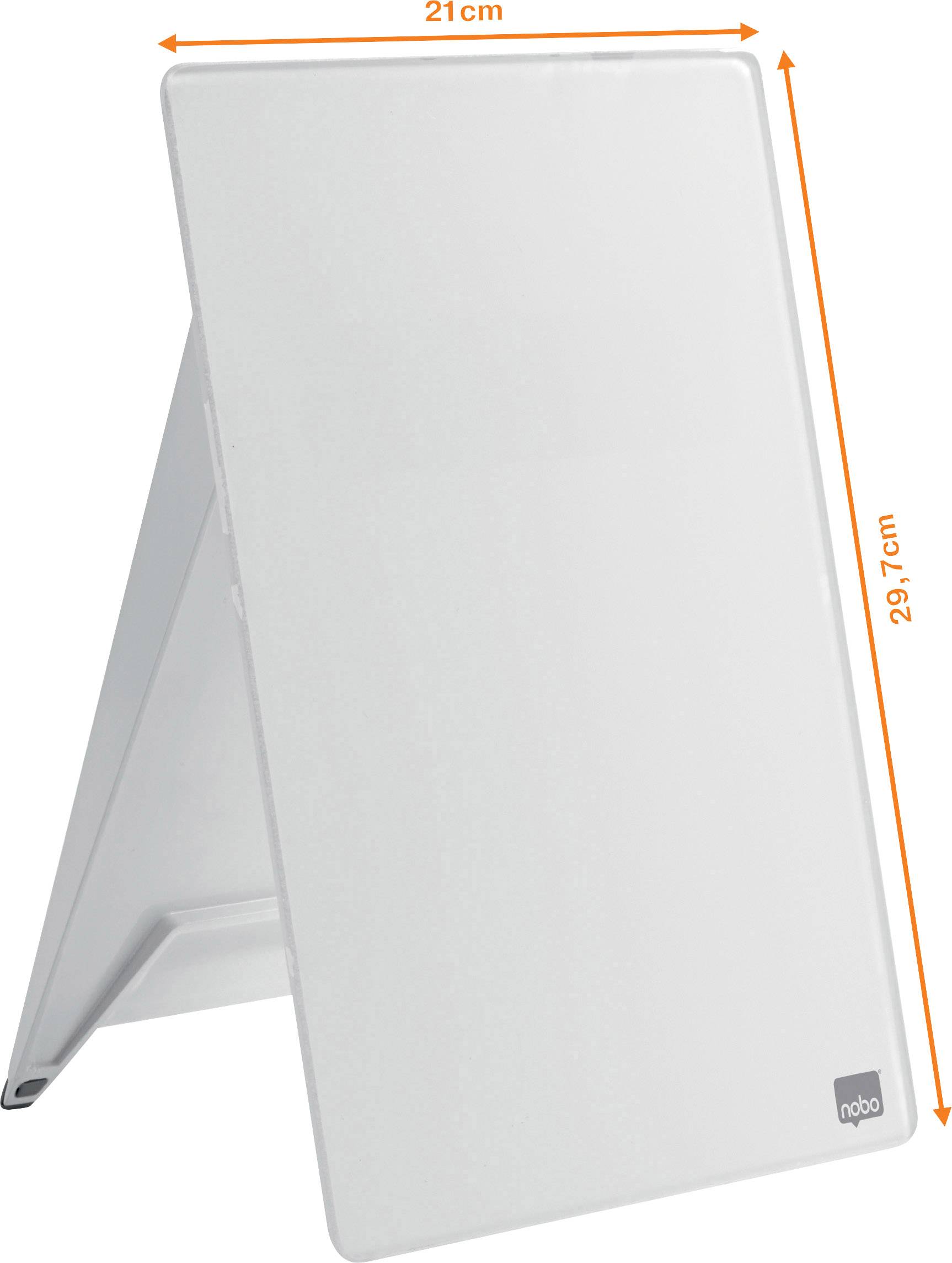 nobo Glazen notitiebord Diamond Glass Desktop (b x h) 216 mm x 297 mm Stralend wit Incl. tafelstandaard, Incl. boardmark