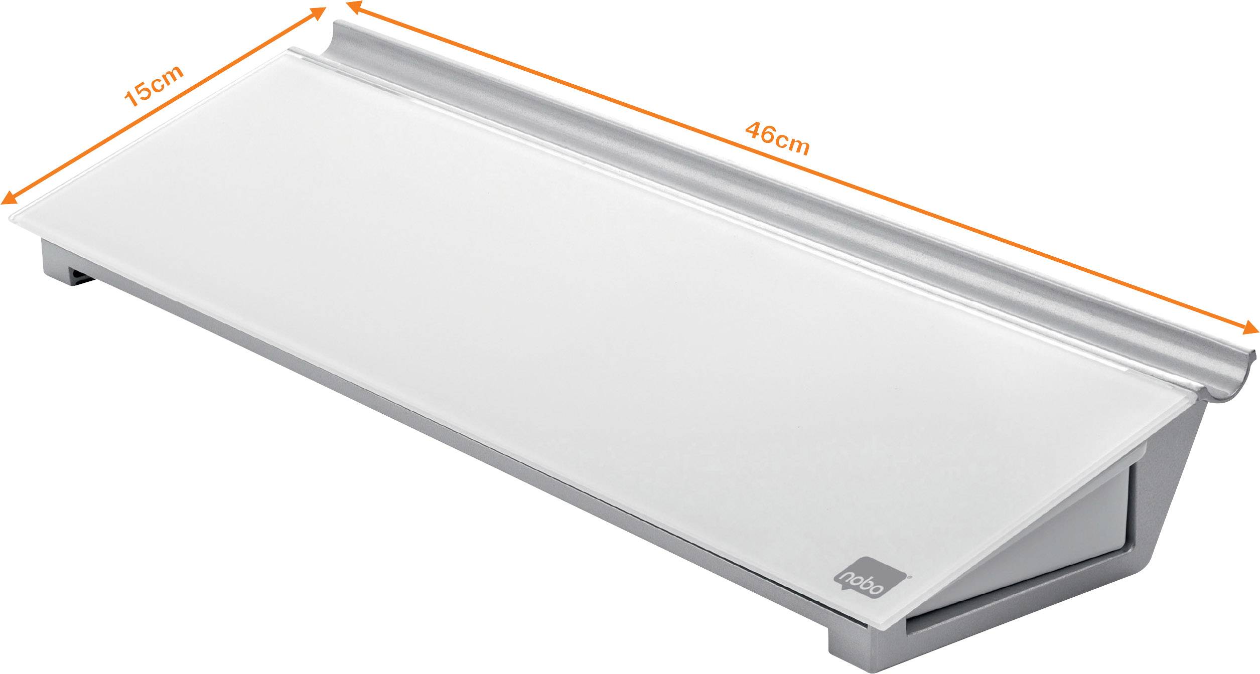 nobo Glazen notitiebord Diamond Glass Memo Desktop (b x h) 458 mm x 60 mm Stralend wit Incl. opbergbakje, Incl. boardmar