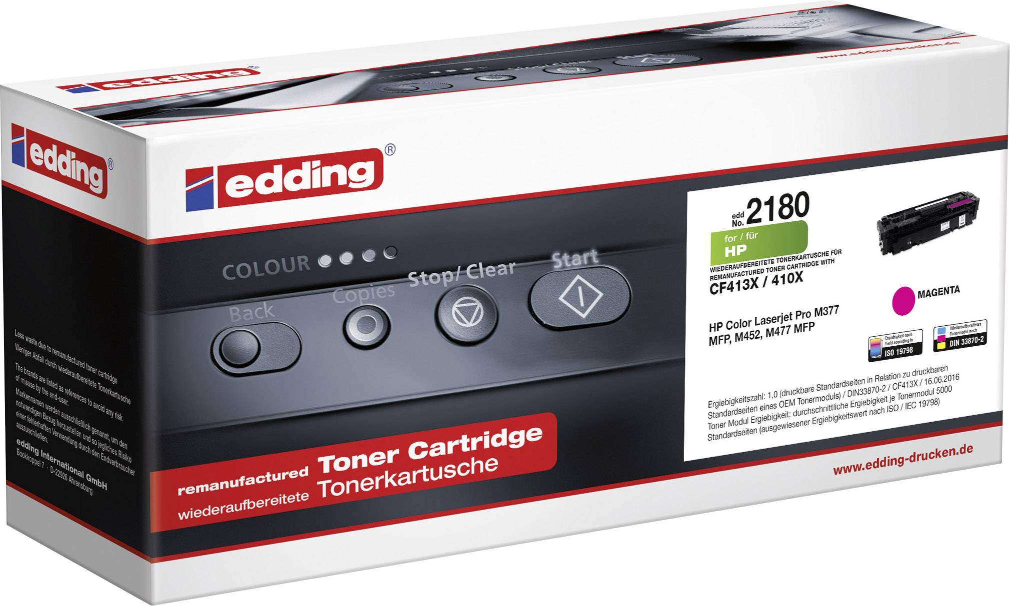 Edding Toner vervangt HP CF413X Compatibel Magenta EDD-2180 HP CF413X 18-2180