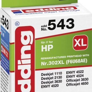 Edding Inktcartridge vervangt HP 302XL, F6U68AE Compatibel Zwart EDD-543 18-543