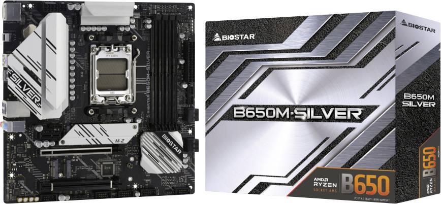 BioStar B650M-Silver (AM5) Moederbord Socket AMD AM5 Vormfactor Micro-ATX Moederbord chipset AMD® B650