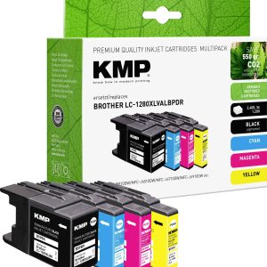 KMP Inktcartridge vervangt Brother LC-1280XLBL, LC-1280XLC, LC-1280XLM, LC-1280XLY Compatibel Combipack Zwart, Cyaan, Ma KMP Inktcartridge vervangt Brother LC-1280XLBL, LC-1280XLC, LC-1280XLM, LC-1280XLY Compatibel Combipack Zwart, Cyaan, Ma