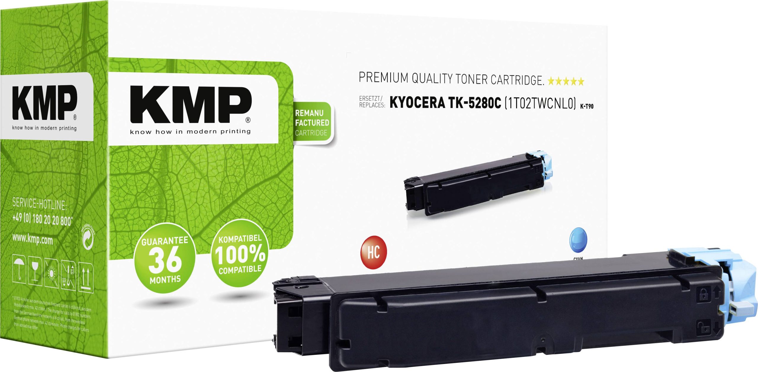 KMP Toner vervangt Kyocera 1T02TWCNL0, TK-5280C Compatibel Cyaan 11000 bladzijden K-T90 2923,3003
