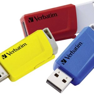 Verbatim V Store N CLICK USB-stick 16 GB Geel, Rood, Blauw 49306 USB-A 3.2 Gen 1 Verbatim V Store N CLICK USB-stick 16 GB Geel, Rood, Blauw 49306 USB-A 3.2 Gen 1