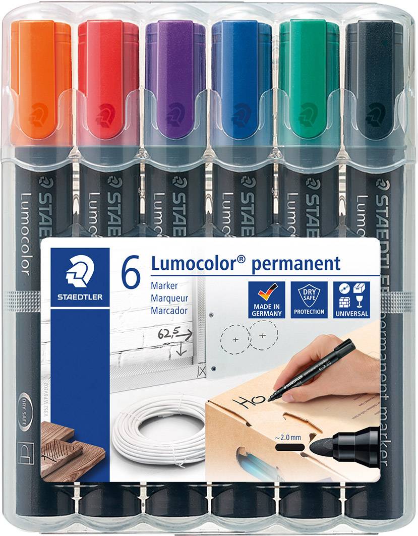 Staedtler Lumocolor 352 WP6 Permanent marker Willekeurige kleur (geen keuze mogelijk) Watervast: Ja
