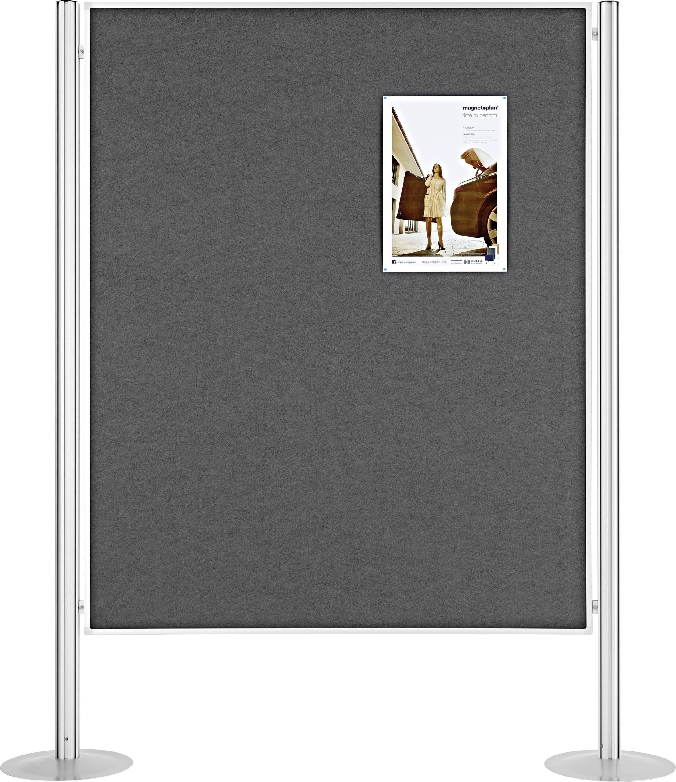 magnetoplan Presentatiewand SET 1 (b x h) 1345 mm x 1800 mm Vilt Grijs Tweezijdig te gebruiken, Prikbord 1101001