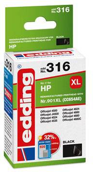 Edding Inktcartridge vervangt HP 901XL, CC654AE Compatibel Zwart EDD-316 18-316