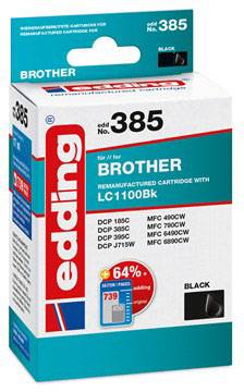 Edding Inktcartridge vervangt Brother LC-1100BK Compatibel Zwart EDD-385 18-385