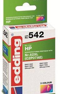 Edding Inktcartridge vervangt HP 62XL, C2P07AE Compatibel Cyaan, Magenta, Geel EDD-542 18-542 Edding Inktcartridge vervangt HP 62XL, C2P07AE Compatibel Cyaan, Magenta, Geel EDD-542 18-542