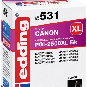 Edding Inktcartridge vervangt Canon PGI-2500BK XL Compatibel Zwart EDD-531 18-531 Edding Inktcartridge vervangt Canon PGI-2500BK XL Compatibel Zwart EDD-531 18-531