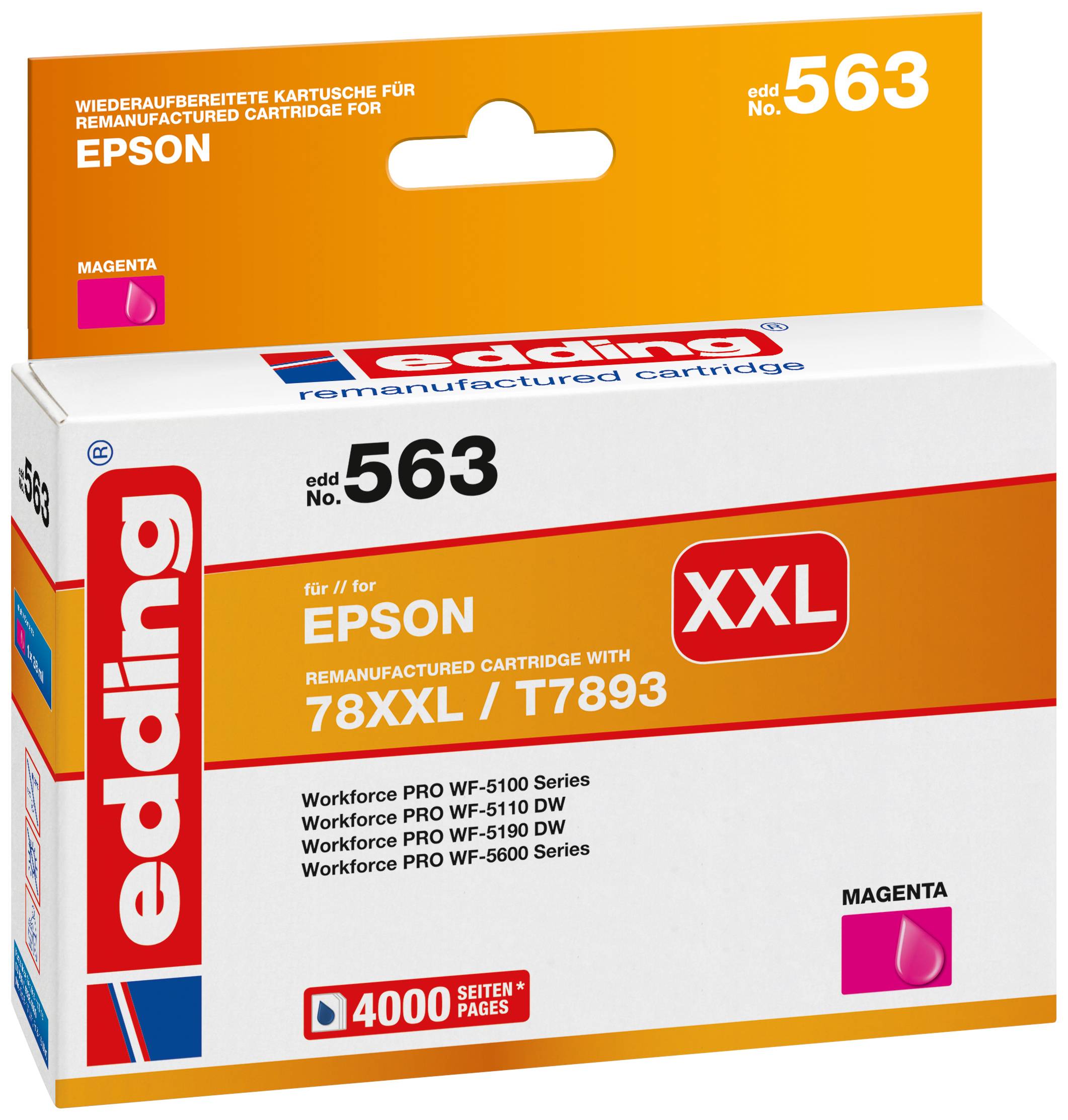 Edding Inktcartridge vervangt Epson 78XXL, T7893 Compatibel Magenta EDD-563 18-563