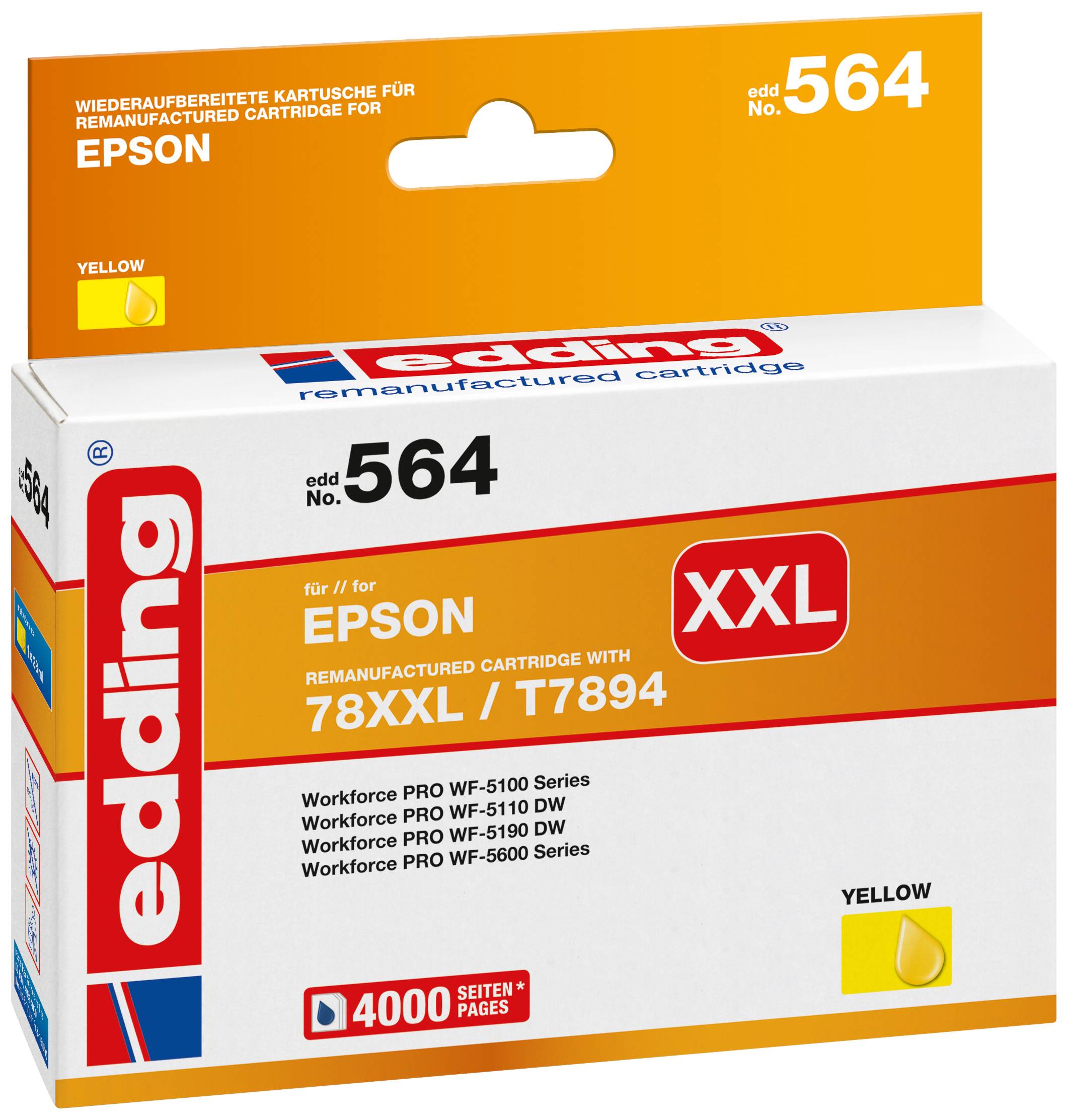 Edding Inktcartridge vervangt Epson 78XXL, T7894 Compatibel Geel EDD-564 18-564