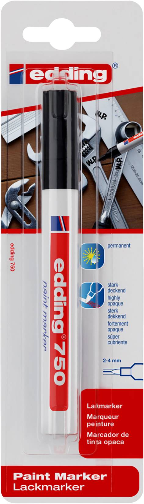 Edding Lackmarker 4-750-1-3001 Lakmarker Zwart 2 mm, 4 mm