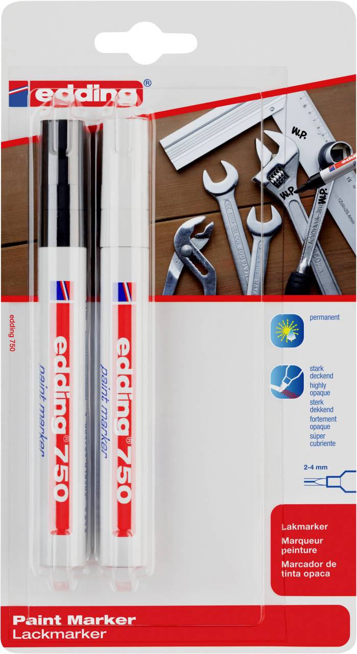 Edding 750 Paint Marker 4-750-2-3999 Lakmarker Zwart, Wit 2 mm, 4 mm