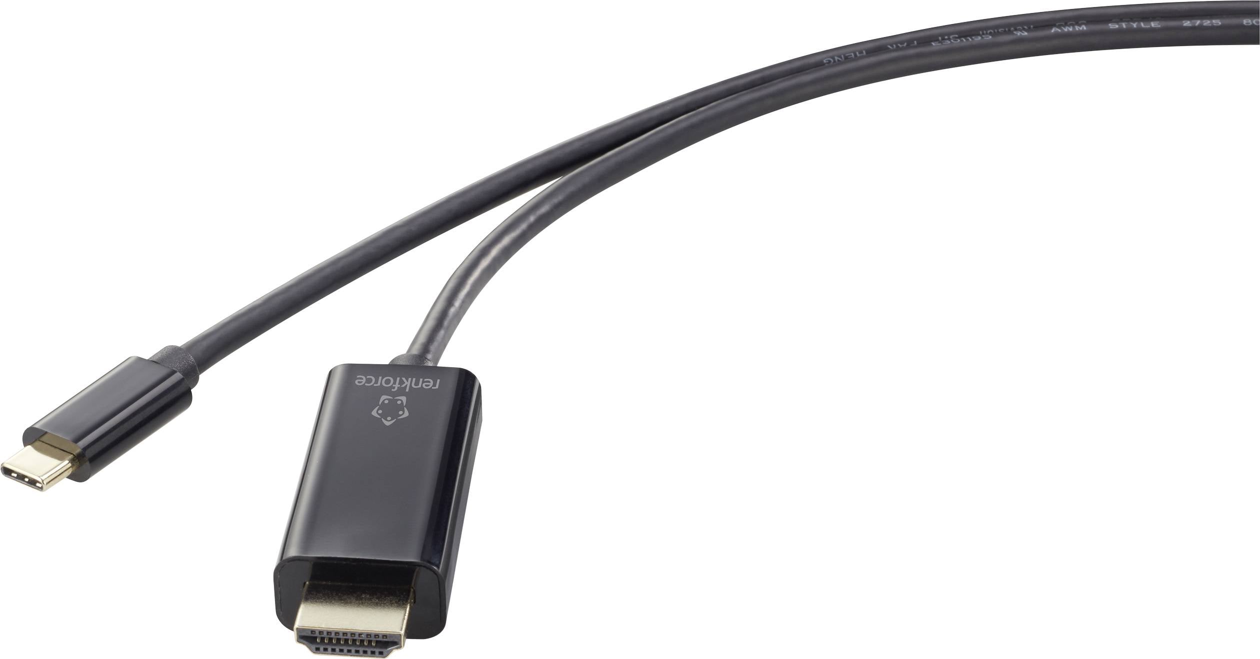 Renkforce USB-C / HDMI Adapterkabel USB-C stekker, HDMI-A-stekker 0.50 m Zwart UHD 4K @ 60 Hz RF-4531590 USB-C-displayka