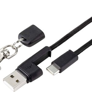 Renkforce RF-4538142 USB-kabel USB 2.0 USB-A stekker, USB-C stekker 0.95 m Zwart Vergulde steekcontacten