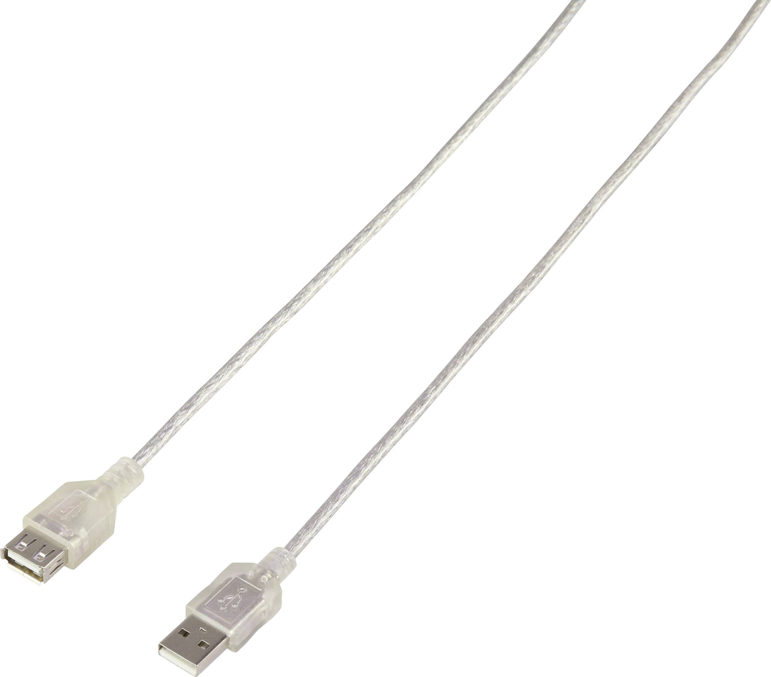 Renkforce RF-4538152 USB-kabel USB 2.0 USB-A stekker, USB-A bus 3.00 m Doorzichtig