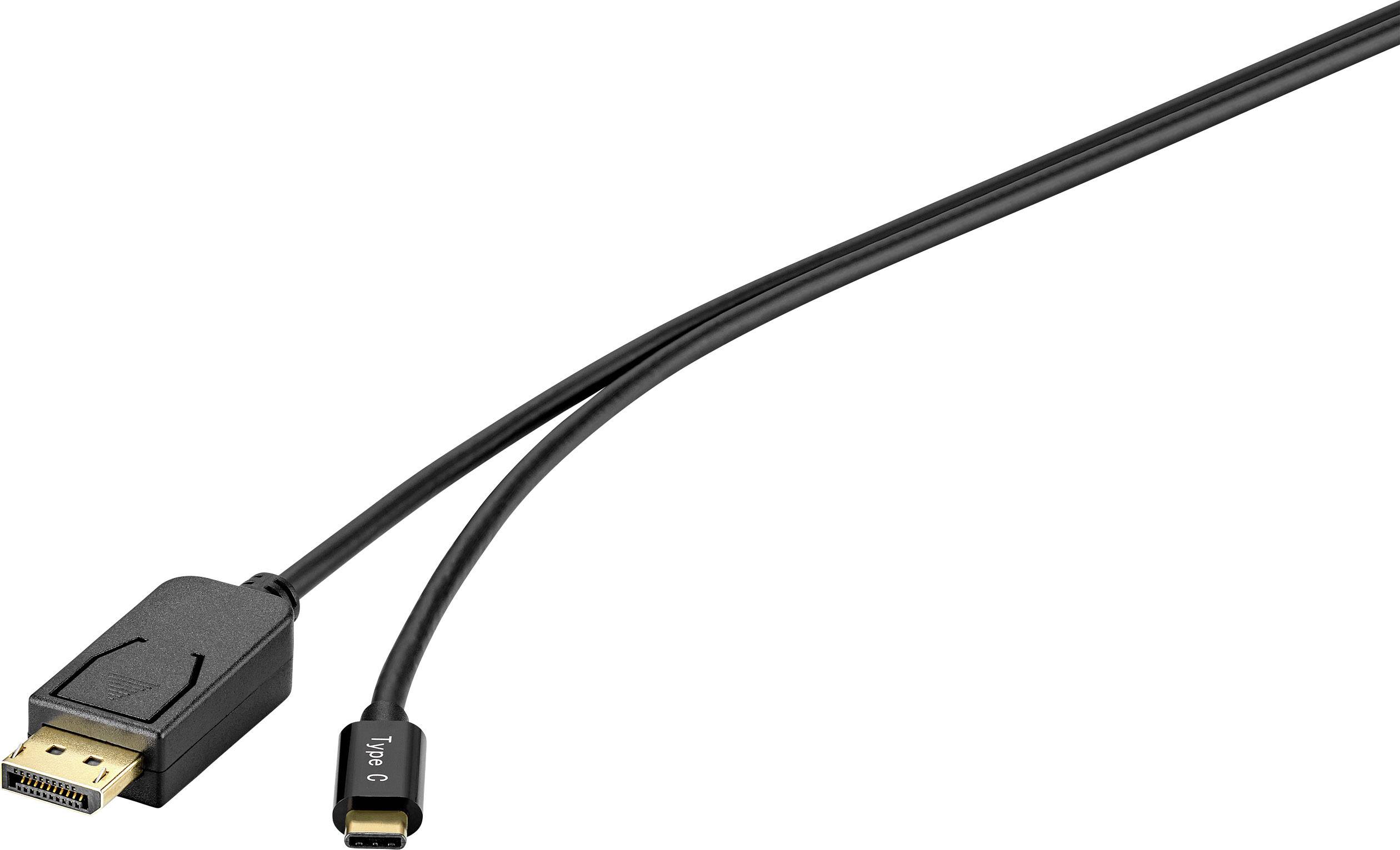 Renkforce USB-C / DisplayPort Adapterkabel USB-C stekker, DisplayPort-stekker 1.80 m Zwart RF-4538166 USB-C-displaykabel