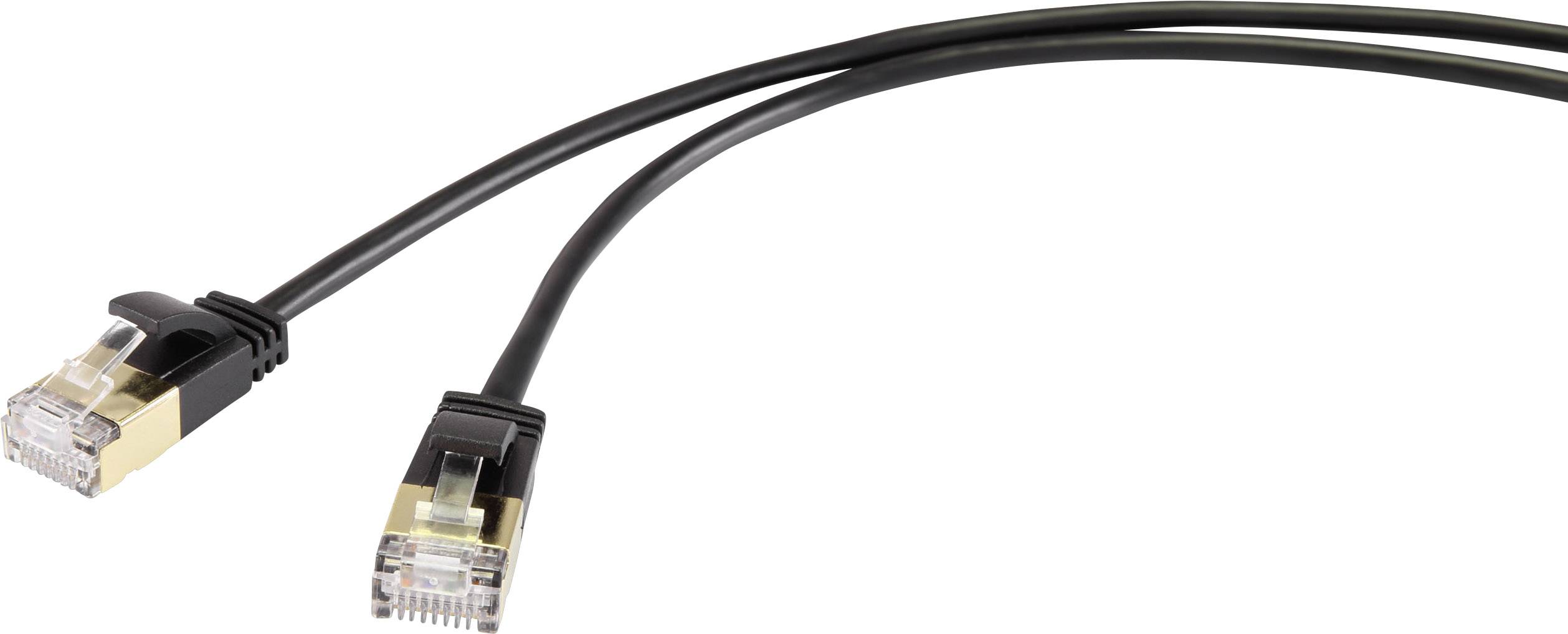 Renkforce RF-4538188 RJ45 Netwerkkabel, patchkabel CAT 8.1 F/FTP 1.00 m Zwart Extreem dun, Vergulde steekcontacten 1 stu