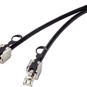 Renkforce RF-4538214 RJ45 Netwerkkabel, patchkabel CAT 6A S/FTP 0.25 m Zwart Met trekring voor ontgrendeling 1 stuk(s)
