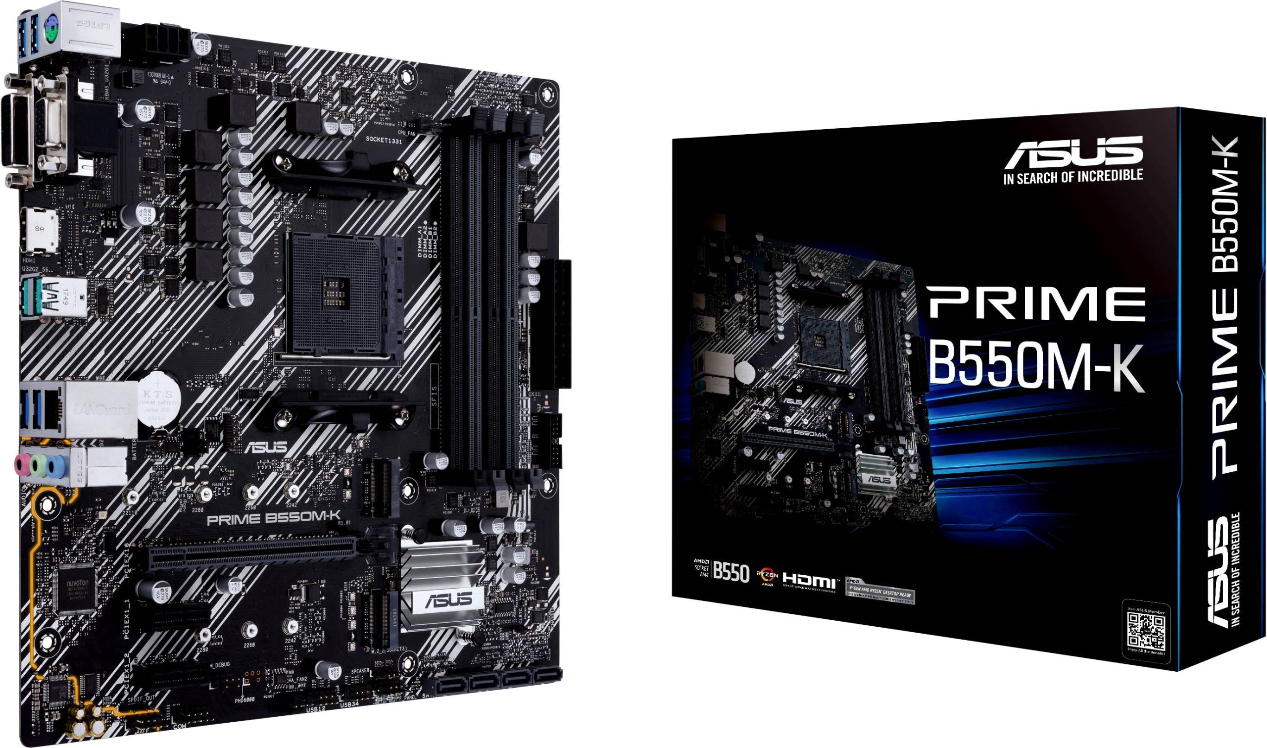 Asus PRIME B550M-K Moederbord Socket AMD AM4 Vormfactor Micro-ATX Moederbord chipset AMD® B550