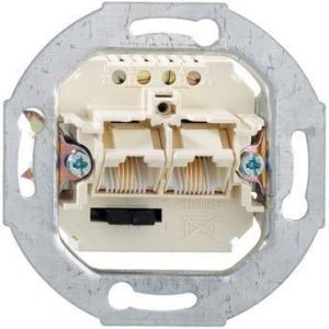 Rutenbeck IAE/UAE 2×8(4)TRSUp0 Netwerkdoos Inbouw (in muur) Inzet met centraalstuk en frame CAT 3 Parel-wit