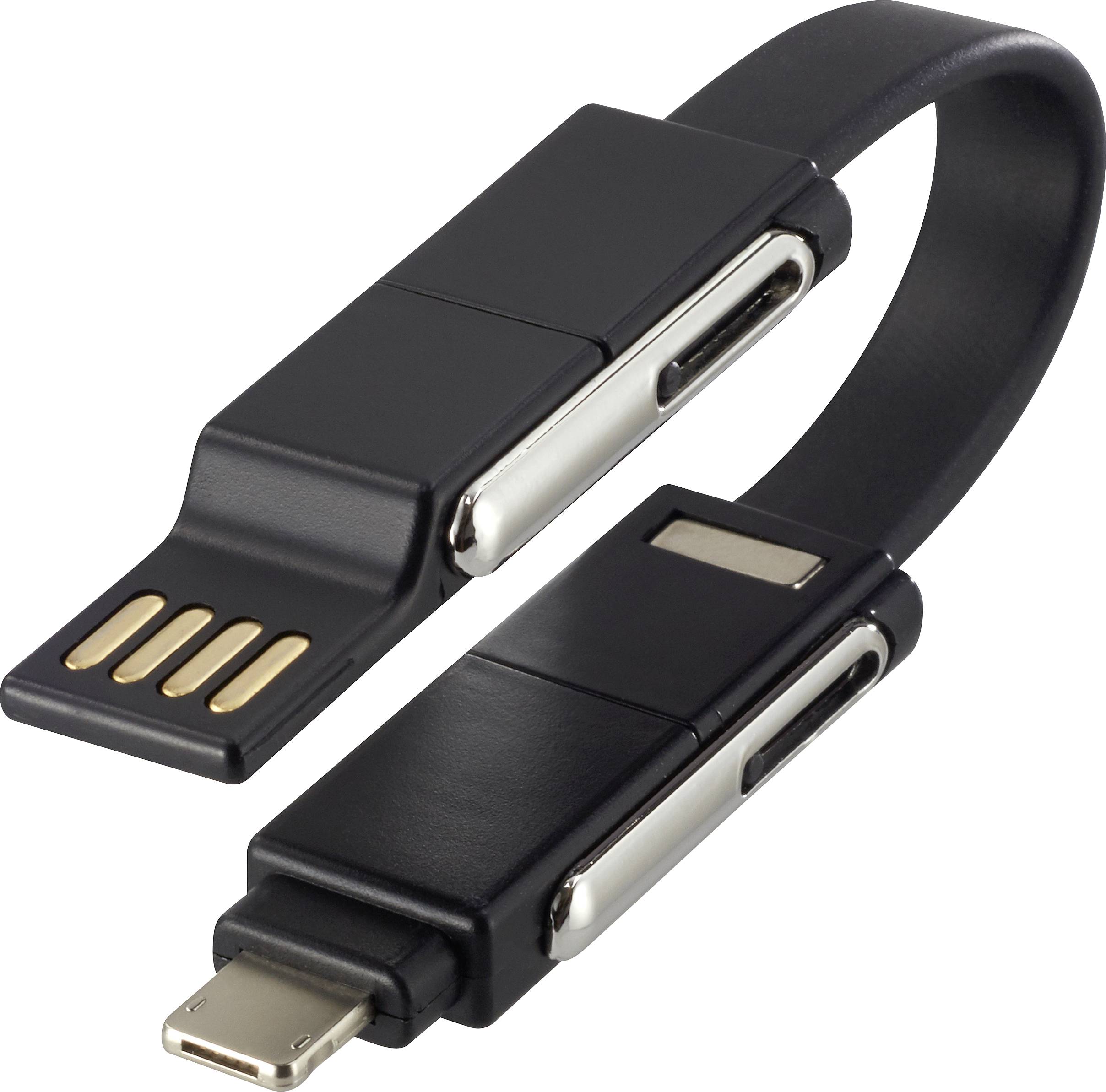 Renkforce USB Adapterkabel [1x USB-A 2.0 stekker, USB-C stekker - 1x Apple dock-stekker Lightning, USB-C stekker, Micro-