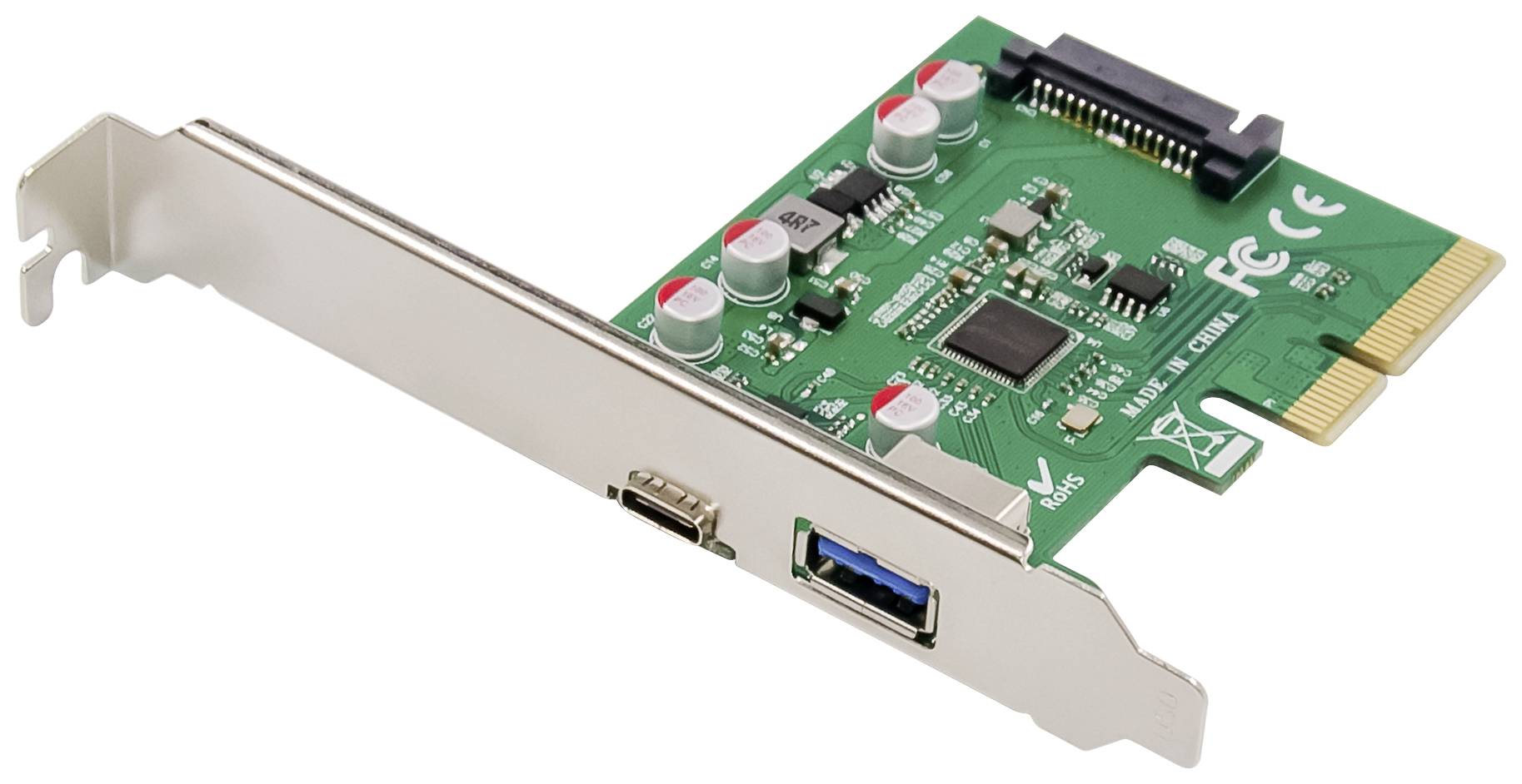 Digitus DS-30225 2 poorten USB 3.1 Gen 2-controllerkaart USB-A, USB-C PCIe