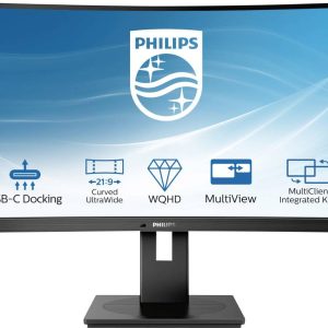 Philips Monitore 346B1C LCD-monitor Energielabel G (A – G) 86.4 cm (34 inch) 3440 x 1440 Pixel 21:9 5 ms RJ45, Hoofdtele