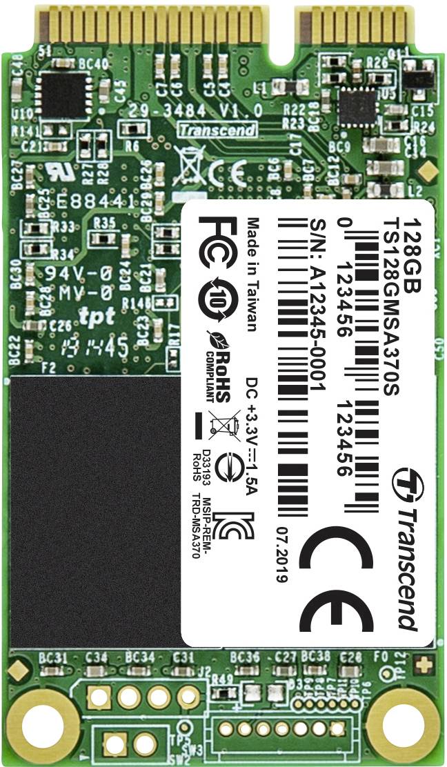 Transcend 128 GB mSATA SSD harde schijf SATA 6 Gb/s Retail TS128GMSA370S
