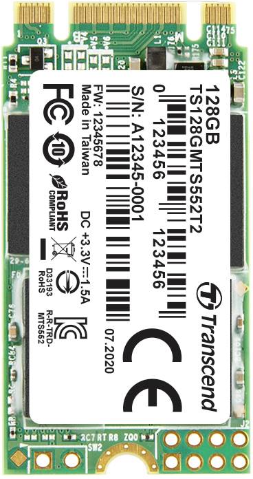 Transcend MTS552T2 128 GB SATA M.2 SSD 2242 harde schijf SATA 6 Gb/s Industrial TS128GMTS552T2